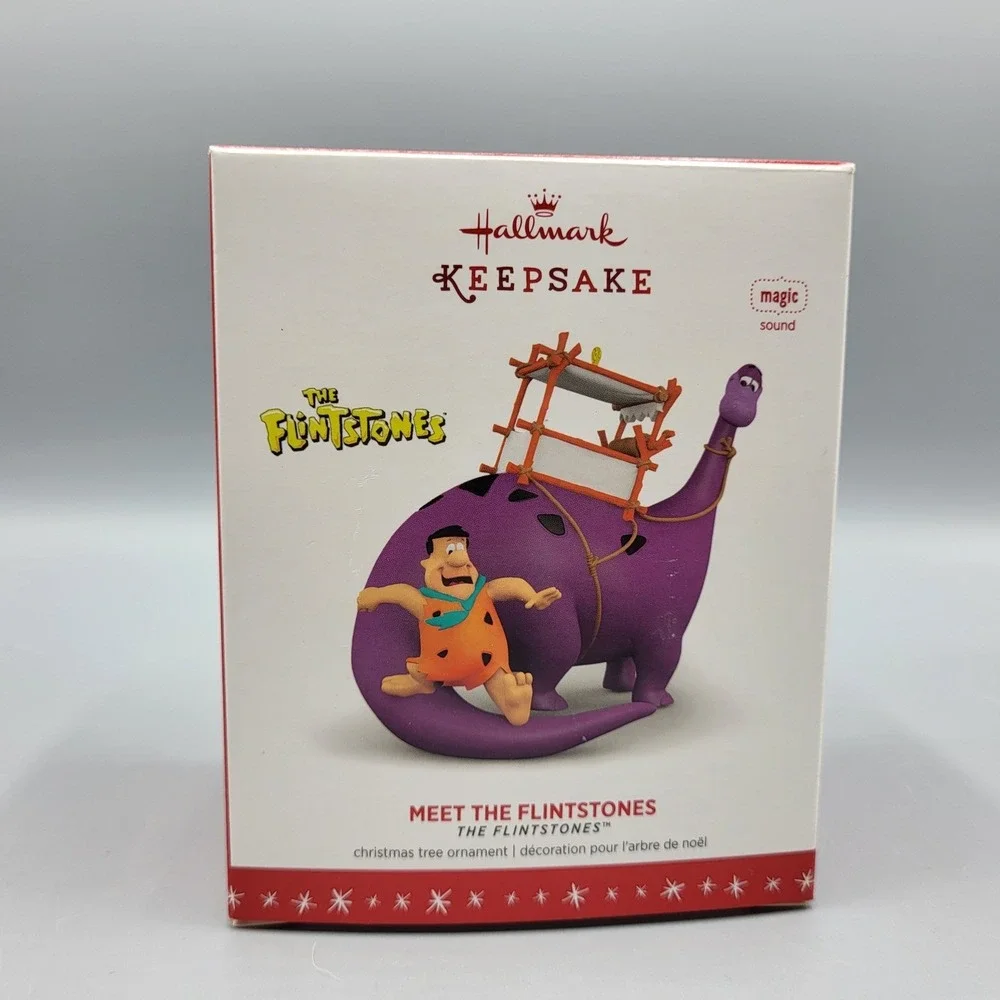Hallmark Keepsake Flintstones Ornament 2016 Meet the Flintstones Sound Purple